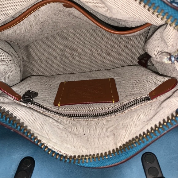 Coach blue chambray suede rogue 25 handbag - Picture 7 of 8